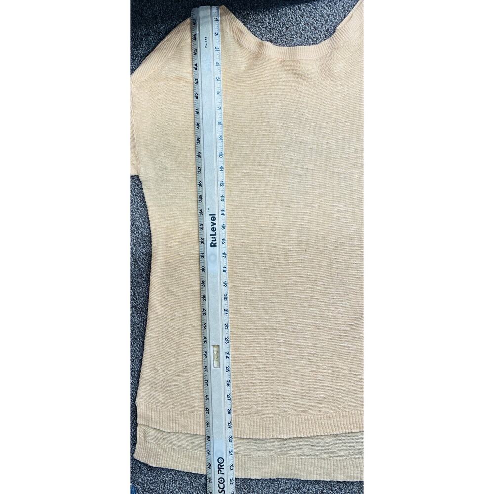 Eileen Fisher XL Linen Knit Sweater Butter Yellow Boat Neck High Low Hem Ovrszd - Picture 6 of 6
